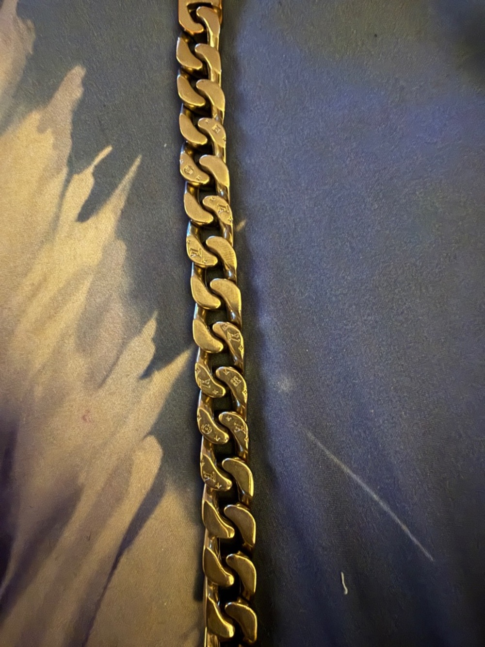 Louis Vuitton Men’s Gold-Tone Curb Chain Bracelet with Monogram Engraving